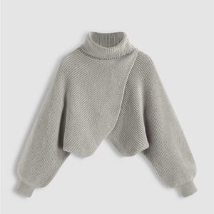 Cider Light Gray Cowl Neck Sweater
